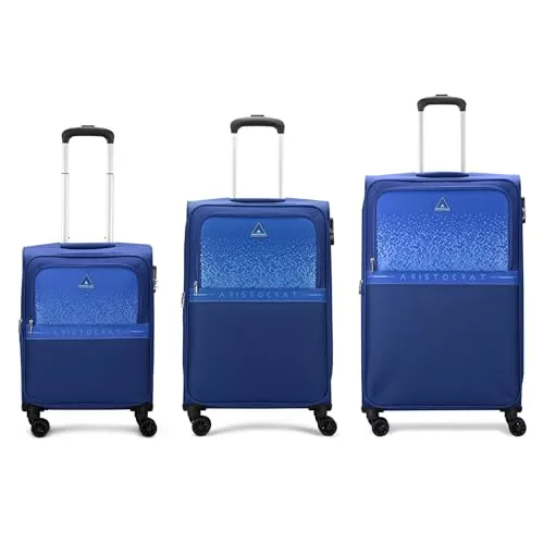 Aristocrat Drift Set of 3 Soft Case (S+M+L) Trolley Bags, Blue