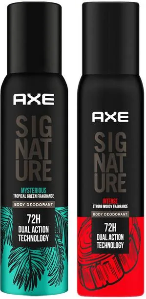 AXE Signature Mysterious and Intense Deodorant No Gas Body Perfume Body Spray  -  For Men (400 ml, Pack of 2)