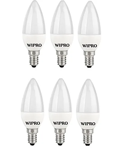 wipro Garnet Base E14 3-Watt LED Bulb (Yellow) - Pack of 6