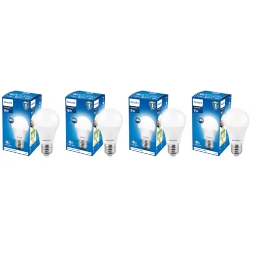 Philips Ace Saver Base E27 9-Watt LED Bulb (Pack of 4, White)