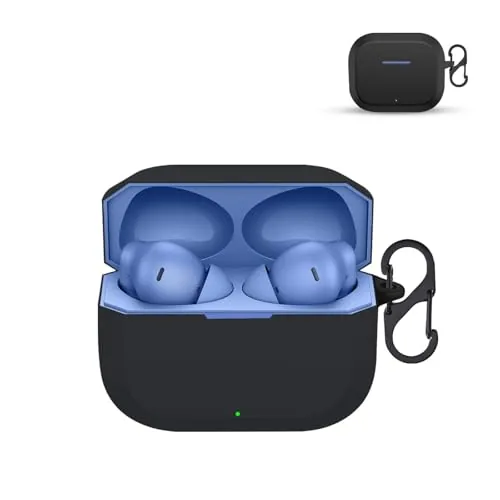 Prolet Silicone Earbuds Case Compatible with OnePlus Nord Buds 3R – Shockproof Dustproof Cover, 360° Full Protection, Anti-Scratch Soft TPU, Carabiner Hook (Black)