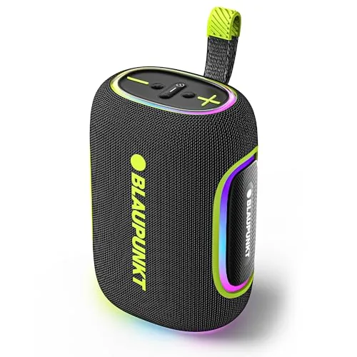 Blaupunkt ATOMIK OMG ATOM 60W Portable Bluetooth Speaker, Advanced DSP Sound, 100 Years German Legacy Audio, Jazzy Aura Party Neon Lights, IPX6 Splashproof & Dustproof, Wireless Outdoor Travel Speaker