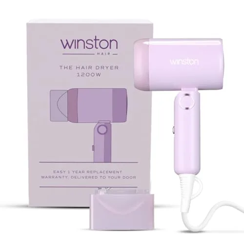 WINSTON Ionic Foldable Hair Dryer - 1200W | Compact, Foldable, and Damage-Free Drying Blow Dryer with Low Noise & Overheat Protection - 1 Year Warranty