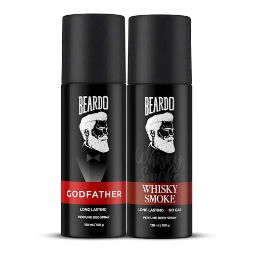 Beardo Godfather & Whisky Smoke Perfume Body Spray Combo (Set of 2) Citrus Aromatic Spicy | Deodorant | Deo For Men | Long Lasting Perfume| Christmas gift for men | Gift For Friends | Gift for Men