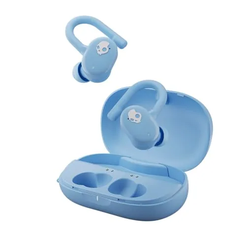 Skullcandy Push Play Active Wireless Earbuds with Mic - 34Hr Battery, Skull-iQ App, Alexa Voice Control, IP55 Sweat Water Dust Resistant, Stay-Aware Mode – Preppy Blue