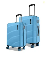 Safari Zuno Blue Set of 2 Hard Side 8 Wheel Cabin & Medium Trolley Bag Suitcase