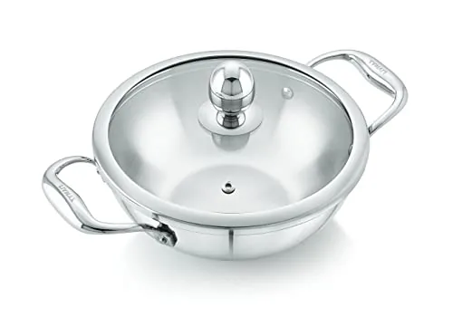 Tosaa Livmax Tri-ply Kadhai with Glass Lid 20 cm