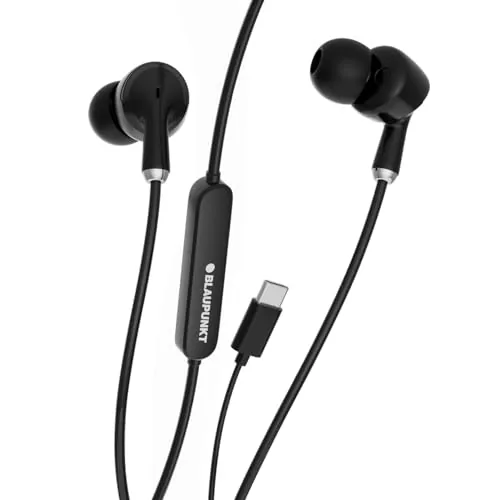Blaupunkt Newly Launched EM10N Type-C Wired Earphones (2025) with Mic I 14.3mm Hi-Fi Drivers I 45° in-Ear Fit I Durable 5 Core Copper Cable I Lock-Fit Connector I Noise Isolation & Endurance Tested
