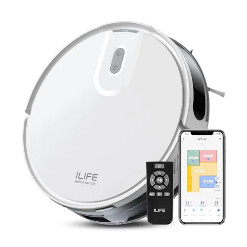 ILIFE V20 Robot Vacuum Cleaner with SoF Laser Navigation, 5000Pa Suction, 2-in-1 Vacuum & Mop, Customized Cleaning, Ideal for Pet Hair and All Floor Types, App, Alexa, Google Home & Remote Control