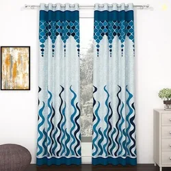 MollisHomes Door Curtains 9 Feet Set of 2, Abstract Sky Blue & Blue | Polyester abstract long door curtains suitable for living room, bedroom and hall